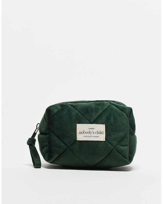 Nobody's Child Green Small Velvet Cosmetic Bag