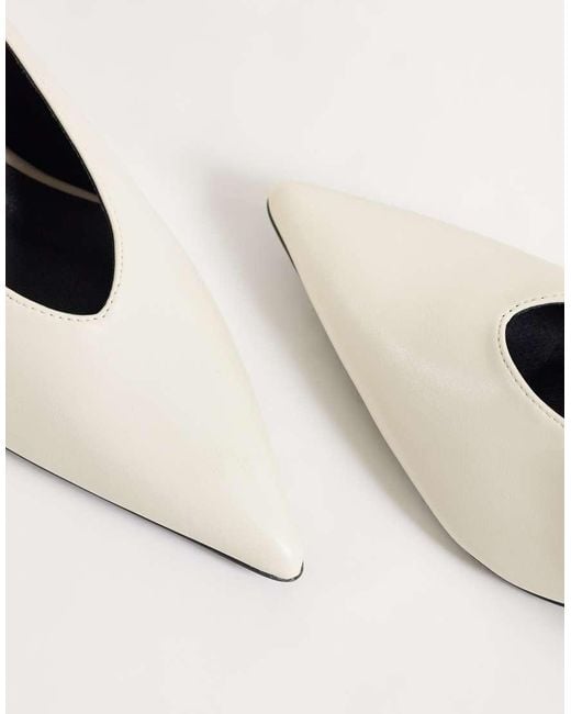 Public Desire White Solaire Heeled Court Shoes