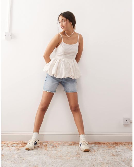 Miss Selfridge White Puff Ball Corset Top