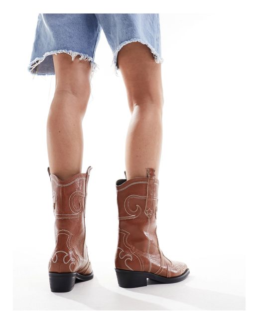 Public Desire Brown Folklore Ankle Western Boots