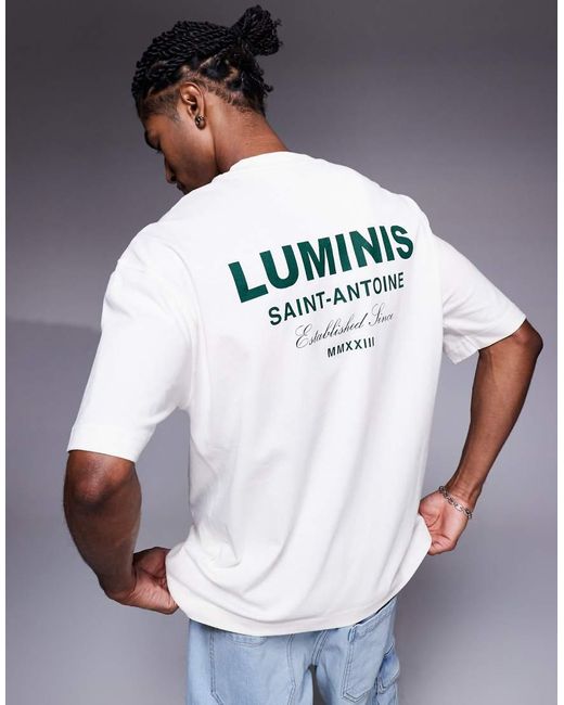 River Island White Oversized T-Shirt With Luminis Back Print for men