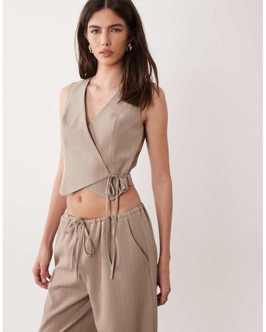 Miss Selfridge Brown Tailored Wrap Waistcoat Co-Ord