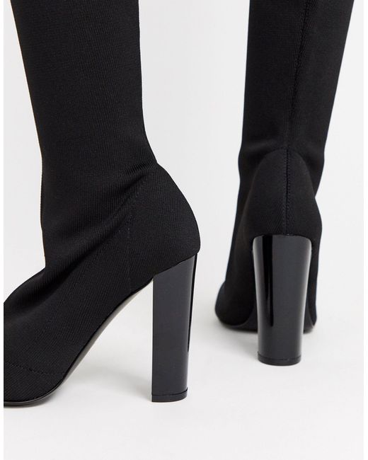 thigh high boots with block heel