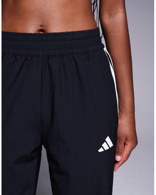 Adidas Originals Black Adidas Training 3 Stripe Woven joggers