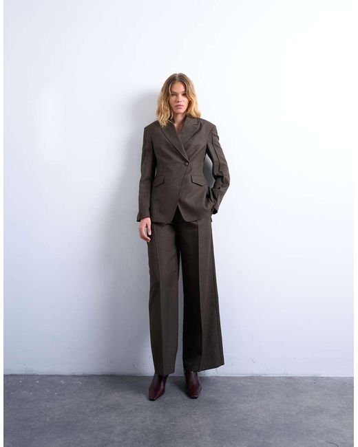 TOPSHOP Black Co Ord Asymmetric Wrap Blazer With Seam Details