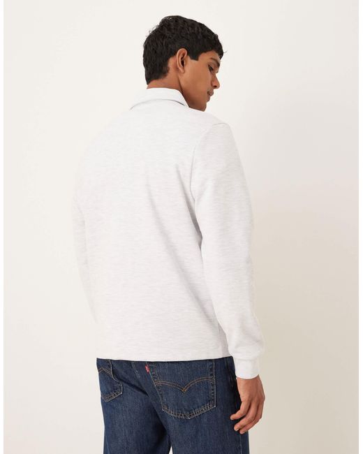 Sweat coupe classique en tissu style néoprène à col zippé avec imprimé - chiné ASOS pour homme en coloris White
