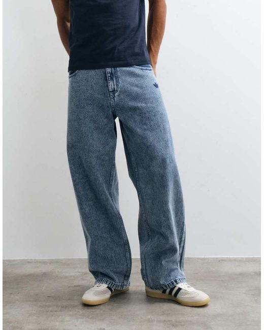 Adidas Originals Blue Loose Fit Jeans for men