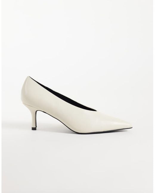 Public Desire White Solaire Heeled Court Shoes