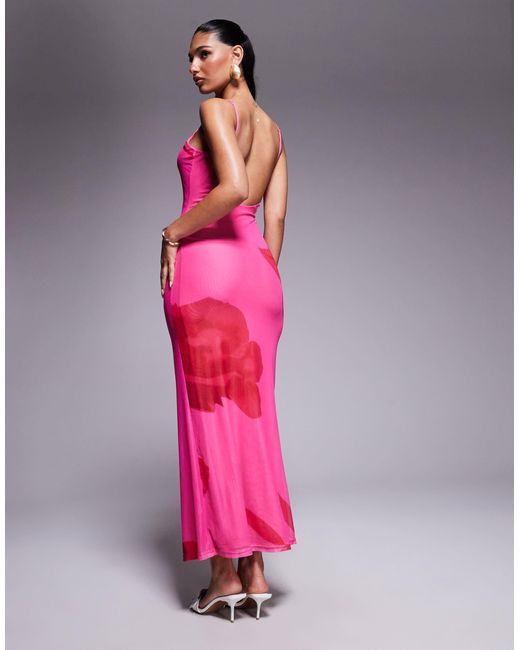 Princess Polly Pink Knox Mesh Low Back Cami Mini Dress