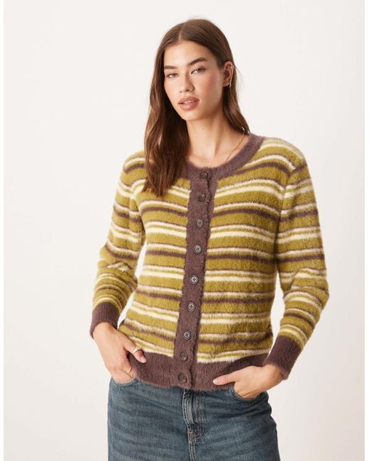 Glamorous Natural Boxy Fit Fluffy Cardigan