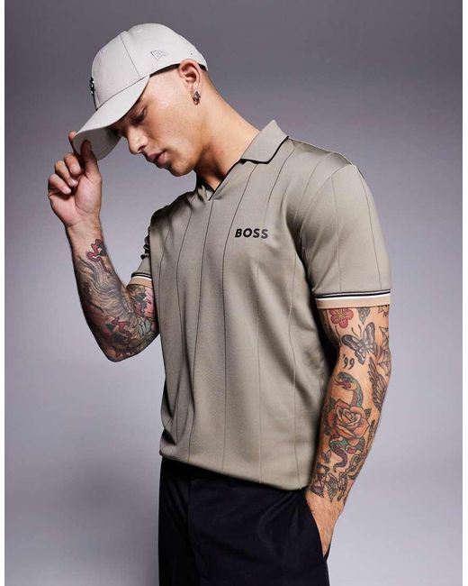 Polo Slim Fit Medio di Boss in Gray da Uomo