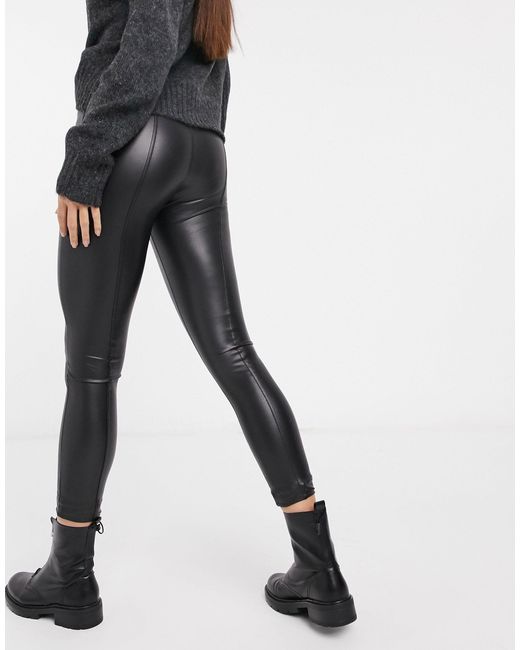 Zip Detail Leather Look legging 