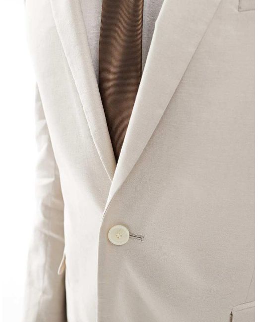 ASOS White Slim Suit Jacket With Linen for men
