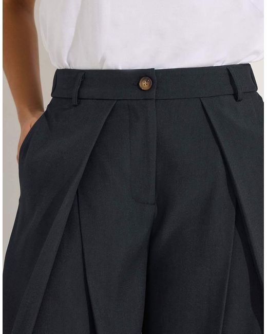 PixieGirl Blue Petite Pleated Wide Leg Trousers