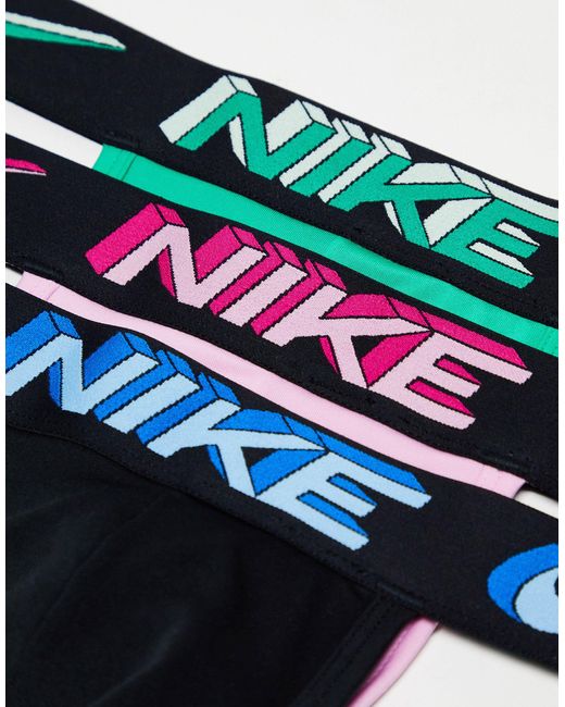 Nike – 3er-pack jockstraps aus dri-fit-mikrofaser in Black für Herren