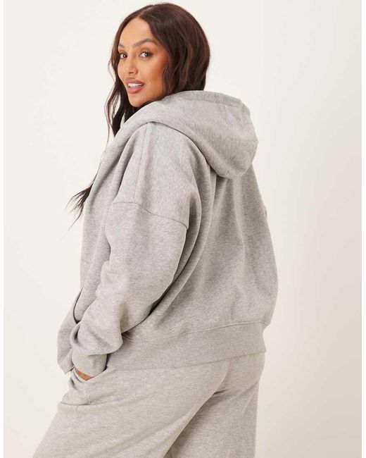 Sudadera Gris Extragrande Con Capucha, Cremallera E Interior Afelpado De Asos Design Curve ASOS de color Gray