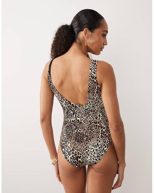 Threadbare Brown Scoop Neck Swimsuit