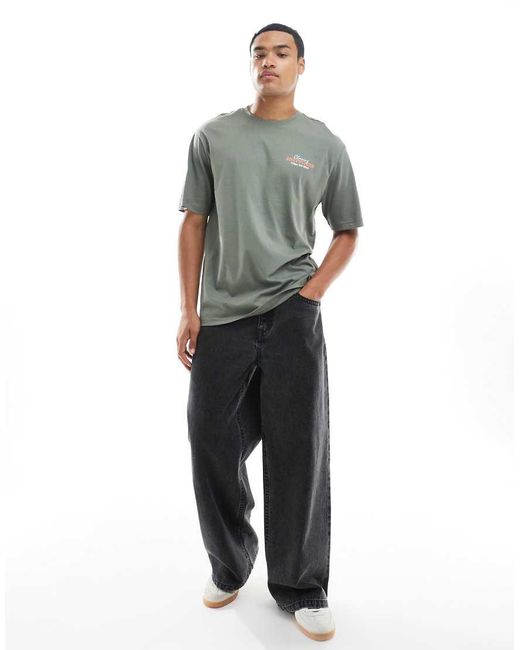 Only & Sons Gray Relaxed Fit T-Shirt With Chopsticks Back Print for men