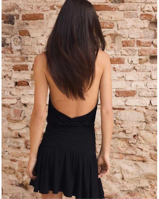Stradivarius Black Halter Dress
