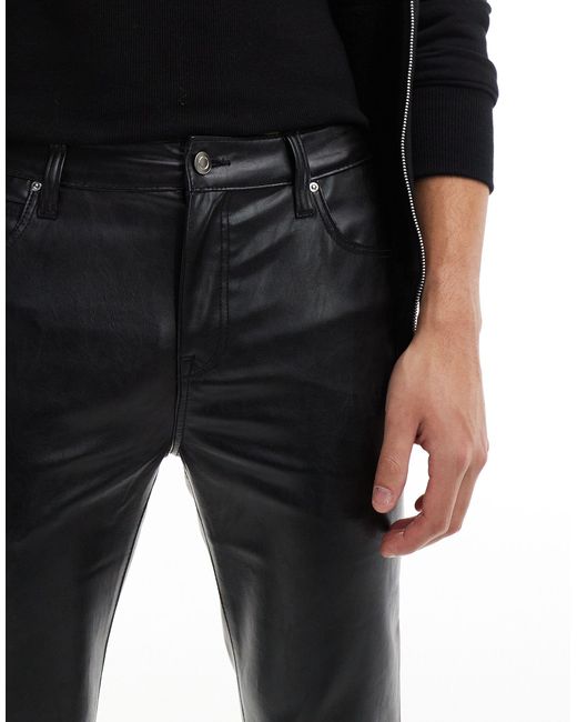 ASOS Black Flared Pants With Split Hem And Snaps Detail for men