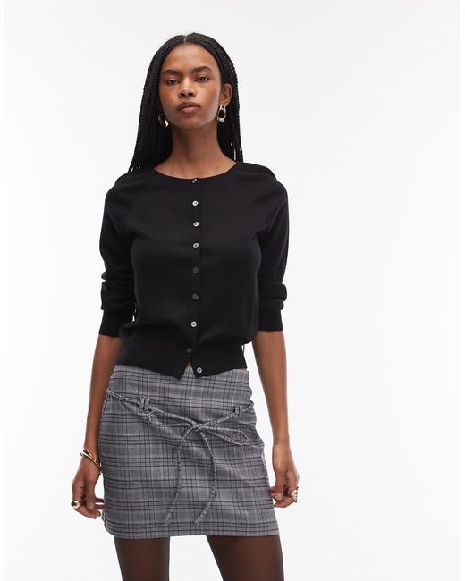 ASOS Gray Bengaline Fitted Mini Skirt With Tie Detail