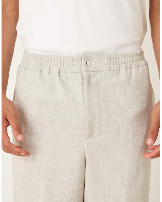 ASOS Natural Smart Melange Wide Leg Pants for men