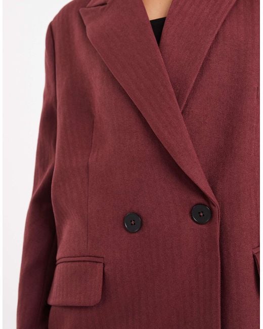 Vero Moda Red Double Breasted Herringbone Co-ord Blazer