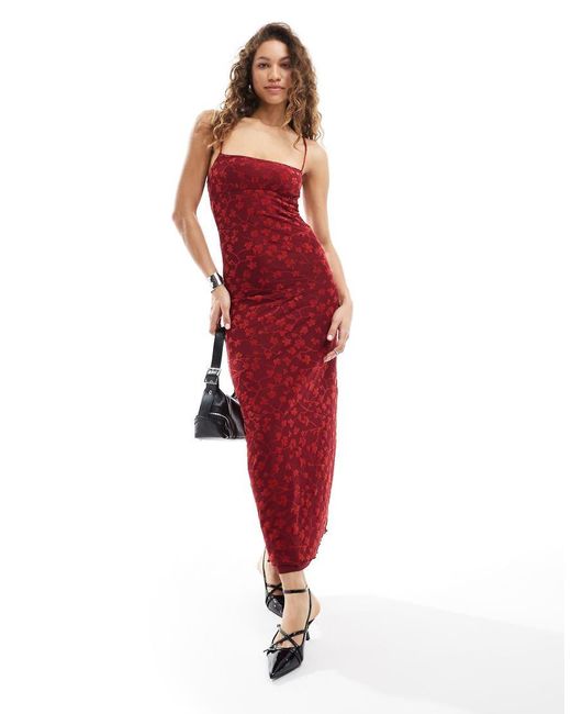 Motel Red Darsih Locked Floral Cami Maxi Dress