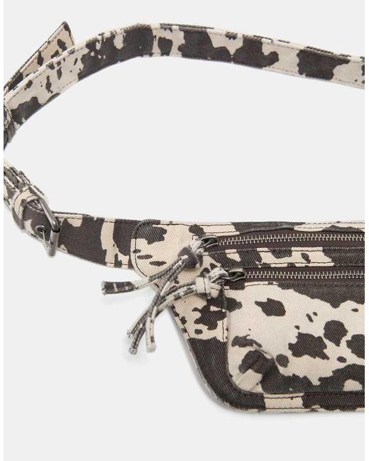 Pull&Bear Gray Cow Print Belt Bag