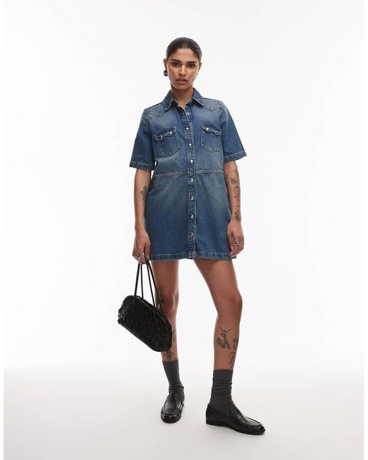 AllSaints Blue Rock Denim Mini Dress