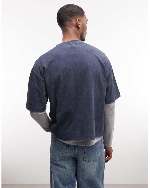 ASOS Blue Boxy Oversized T-Shirt With Sport Graphic for men