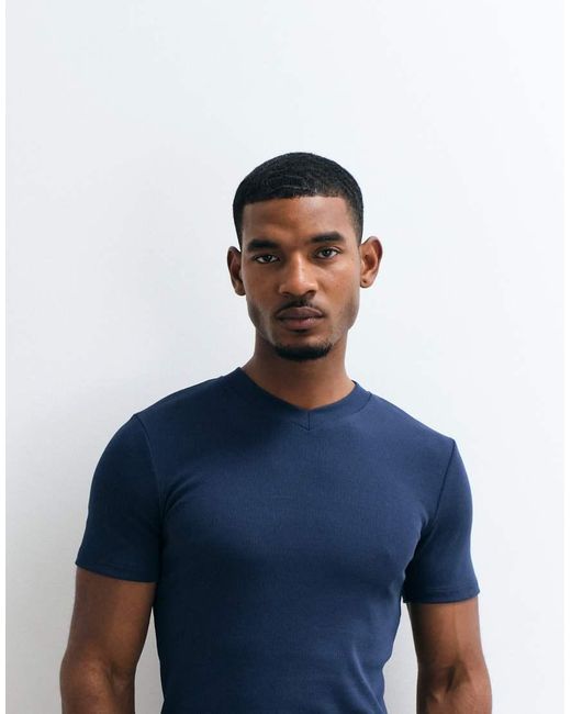 ASOS Blue Muscle Fit T-shirt With Crew Neck for men