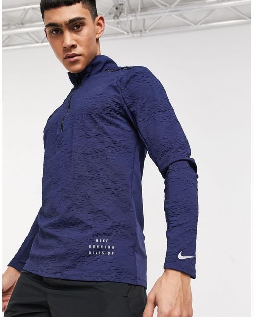 Run division element - t-shirt à col à fermeture éclair 1/4 - bleu Nike pour homme en coloris Blue