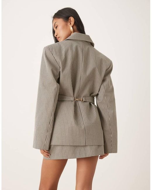 ASOS Natural Tailored Check Blazer Suit With Hardware Trims