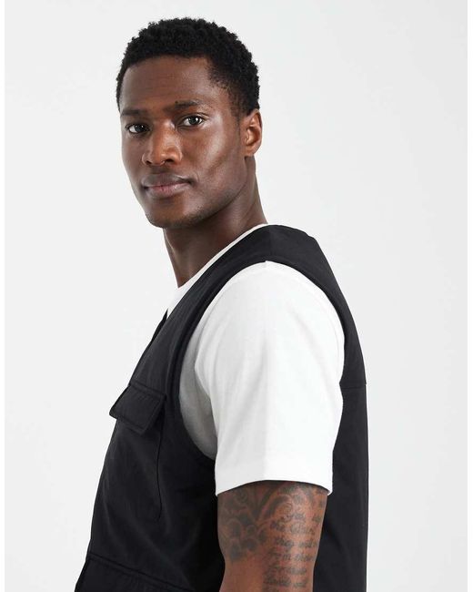 ASOS Blue Wadded Utility Vest With Quilting for men