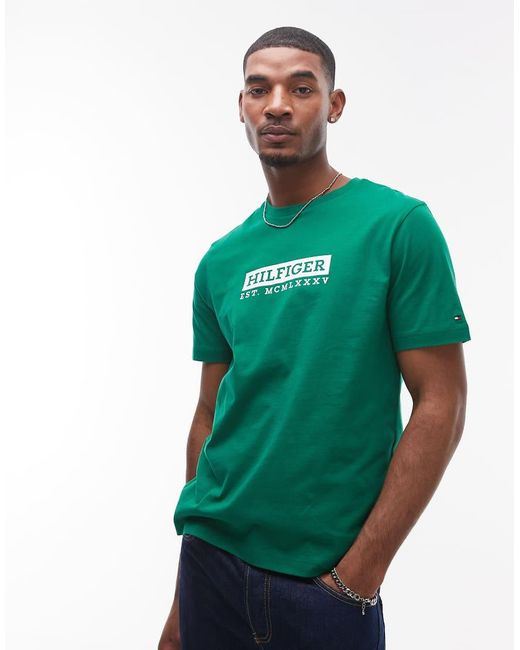 Tommy Hilfiger T-Shirt Met Groot Logo in het Green voor heren