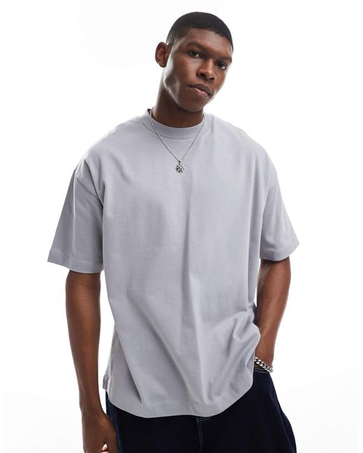 ASOS – oversize-t-shirt aus schwerem stoff in Blue für Herren