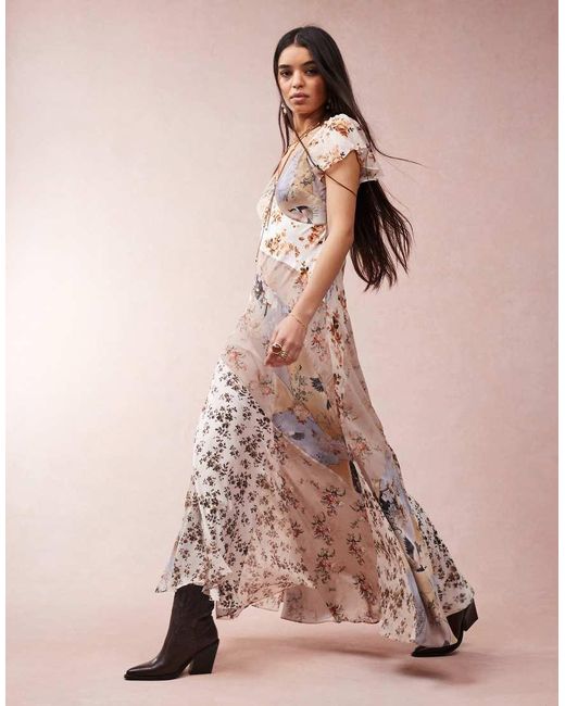 AllSaints Pink Lala Printed Maxi Dress