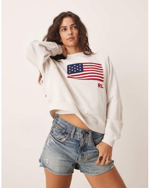 Polo Ralph Lauren White Flag Print Sweatshirt