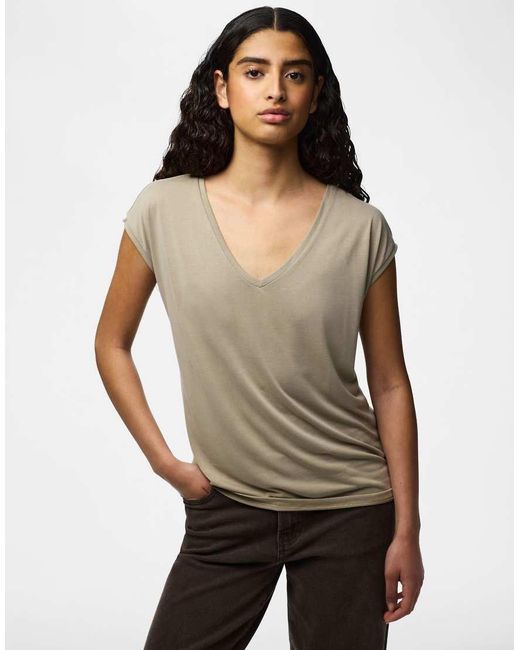 Pieces Gray V-Neck T-Shirt