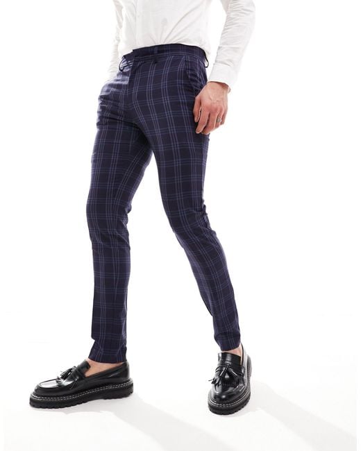 ASOS Blue Skinny Suit Trouser for men