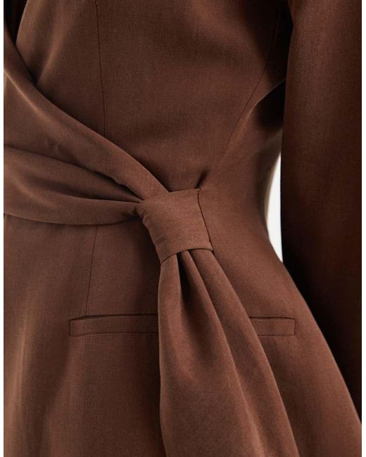 ASOS Brown Cinched Drape Blazer