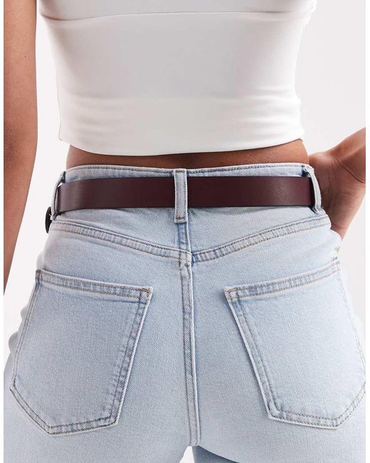 Cintura Da Jeans Per Vita E Fianchi Bordeaux Con Fibbia Color Oro di ASOS in Blue