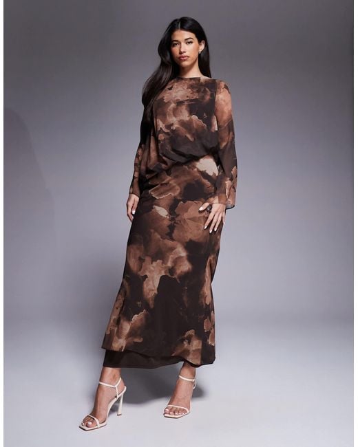 DASKA Brown – maxikleid aus chiffon