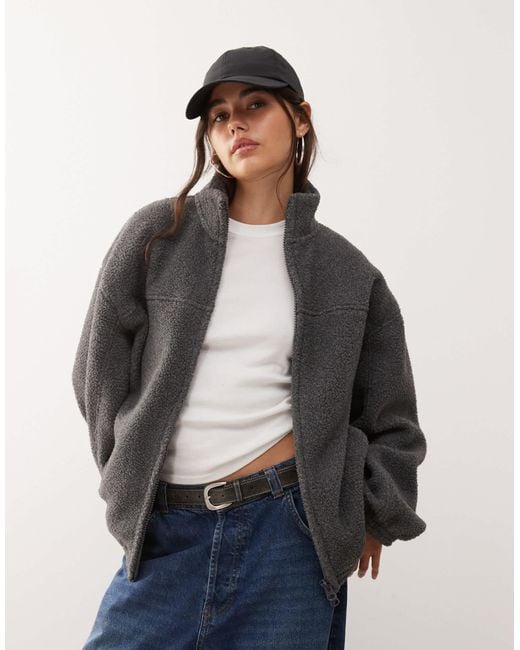 Weekday Gray – oversize-jacke aus teddyfleece