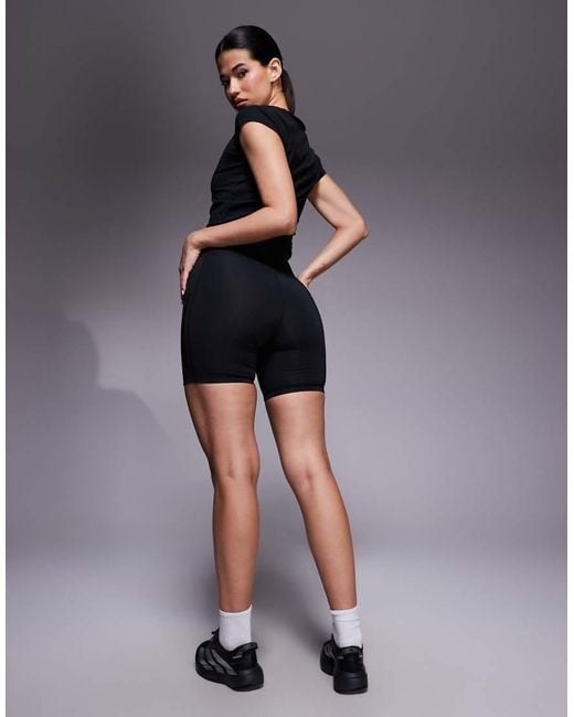 Adidas Originals Blue Adidas Training Optime 3 Stripe Booty Shorts