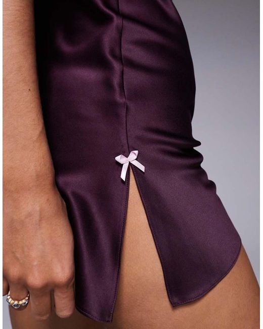 Boux Avenue Purple Amelia Matte Satin Chemise With Lace Detail