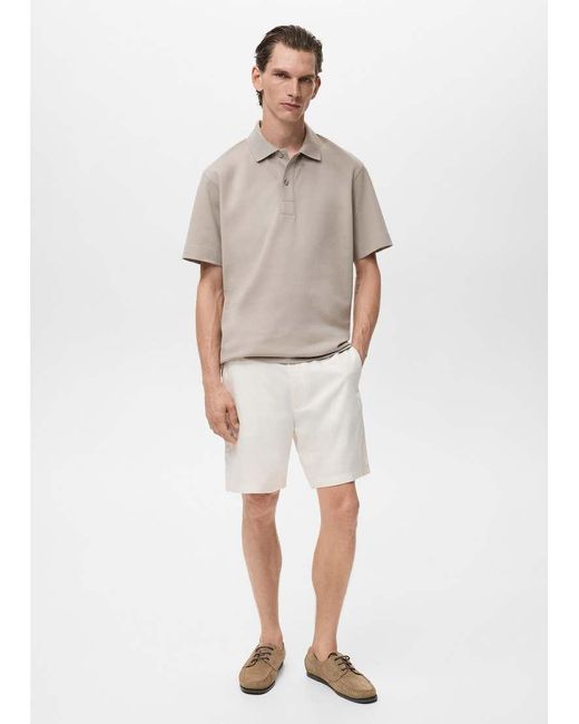 Mango Gray Cotton Mix Polo Top for men