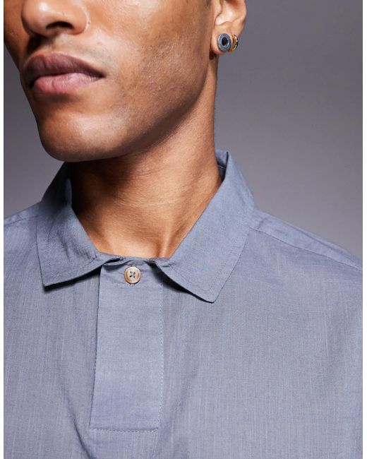 ASOS Gray Boxy Oversized Overhead Linen Look Shirt for men