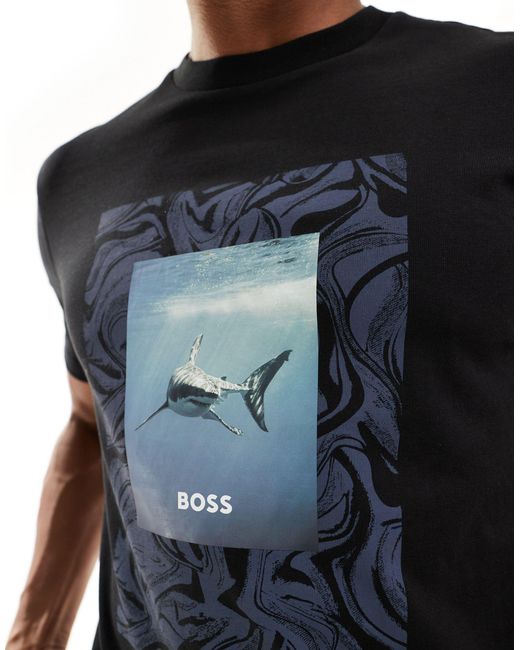Camiseta negra con estampado gráfico tucan Boss de hombre de color Black